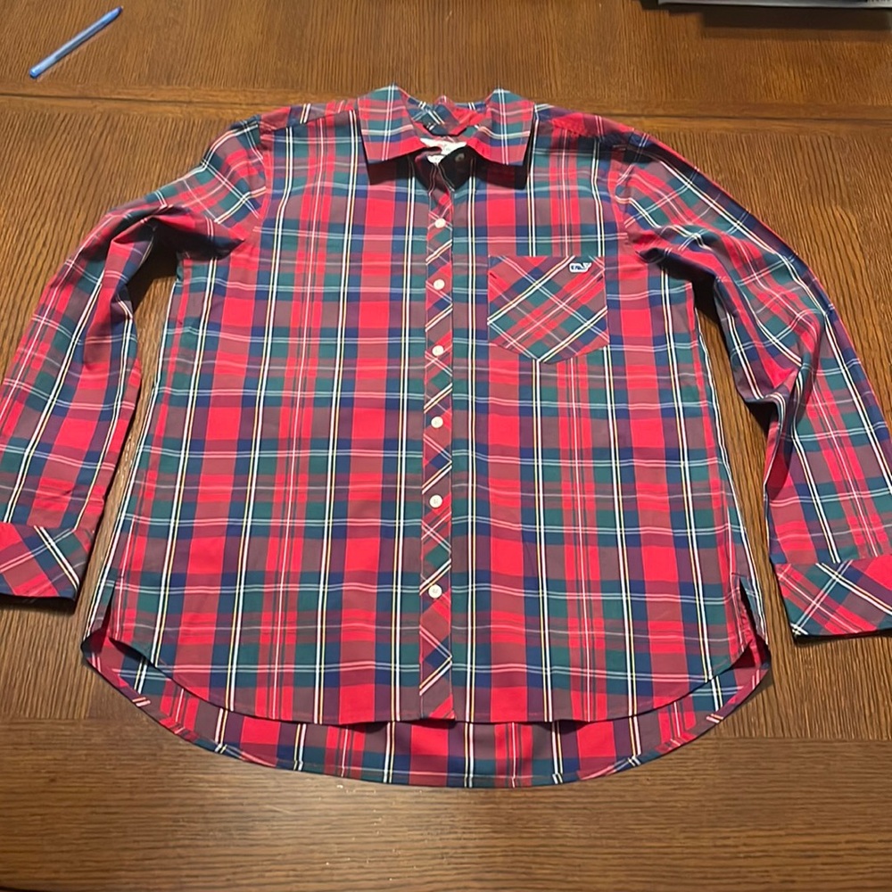 Vineyard Vines Red Plaid Blouse - Sz 6
